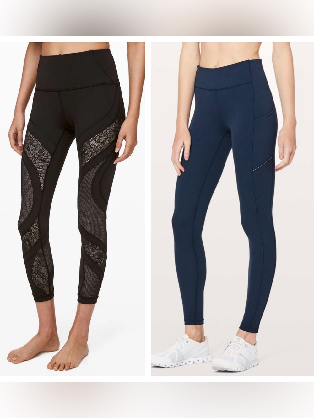 Lululemon set of 2 leggings, size 6 black, blue excellent condition Athleisure